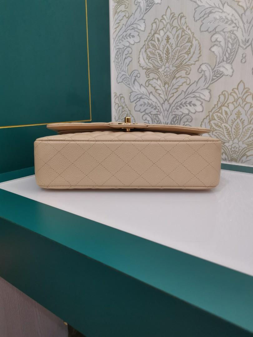 Thumbnail: #14 Almost New Chanel Classic Double Flap Medium Beige Caviar with GHW