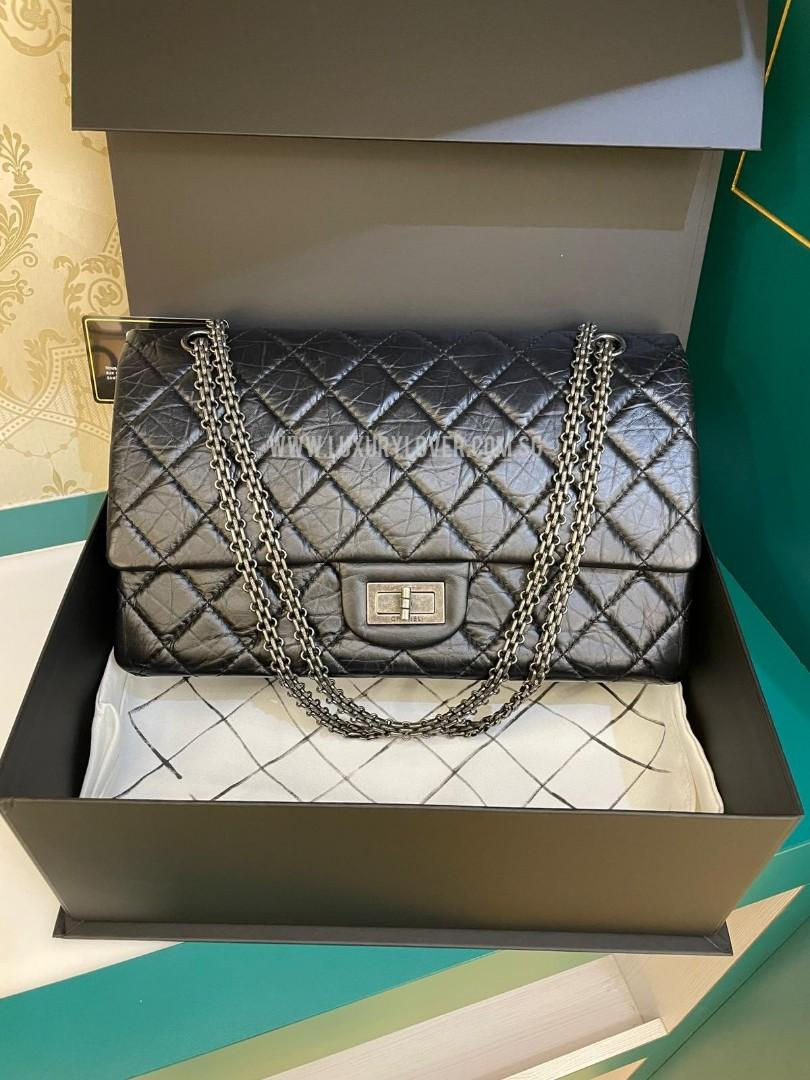 #25 LNIB Chanel 2.55 Reissue 227 Black Distressed Calf RHW 