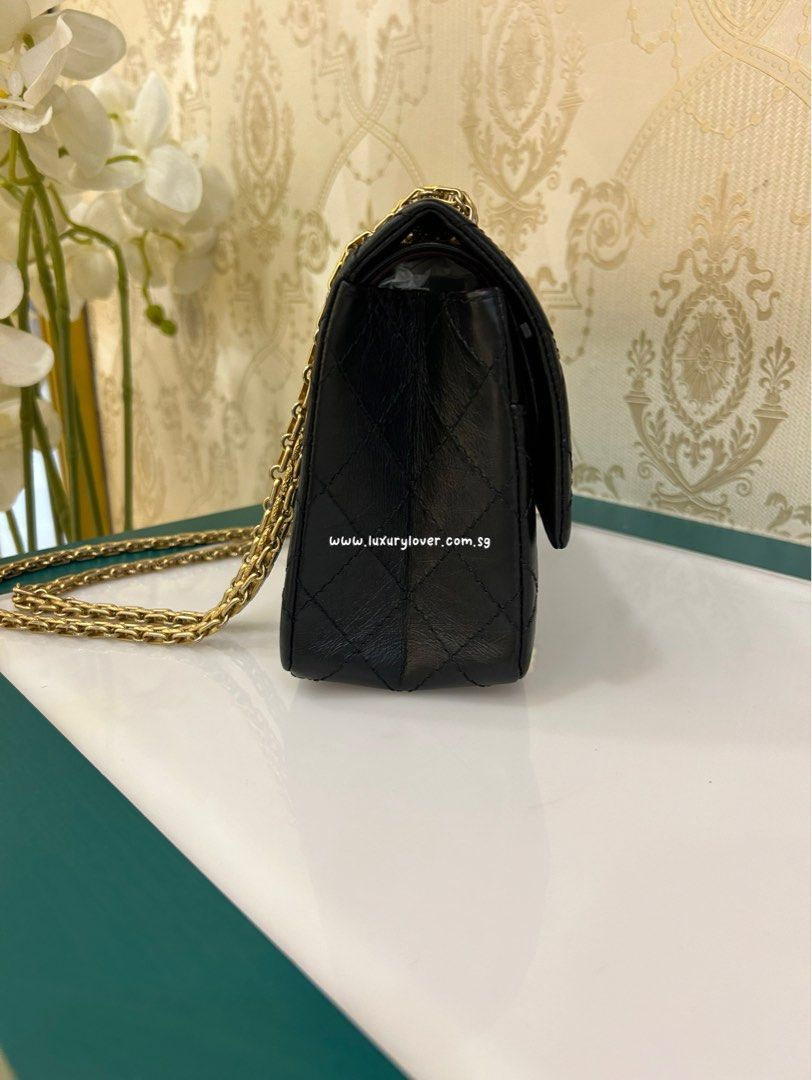 Thumbnail: Chanel 2.55 Reissue 225 Black Aged Calf AGHW(Cash S$6,580)