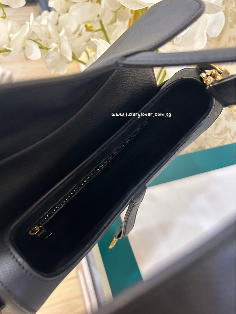 Thumbnail: Like New Dior Saddle Bag Medium Black Grained Calf AGHW