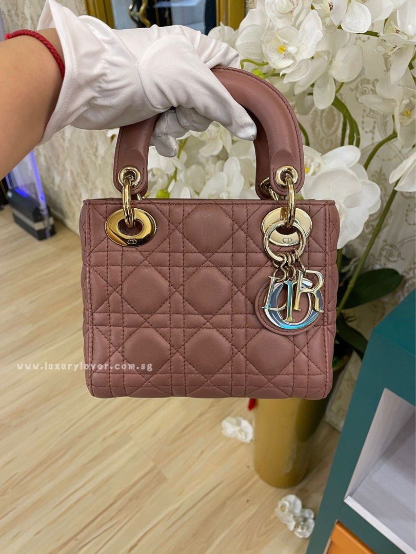 Thumbnail: Lady Dior Mini Petal Brick Lamb light GHW