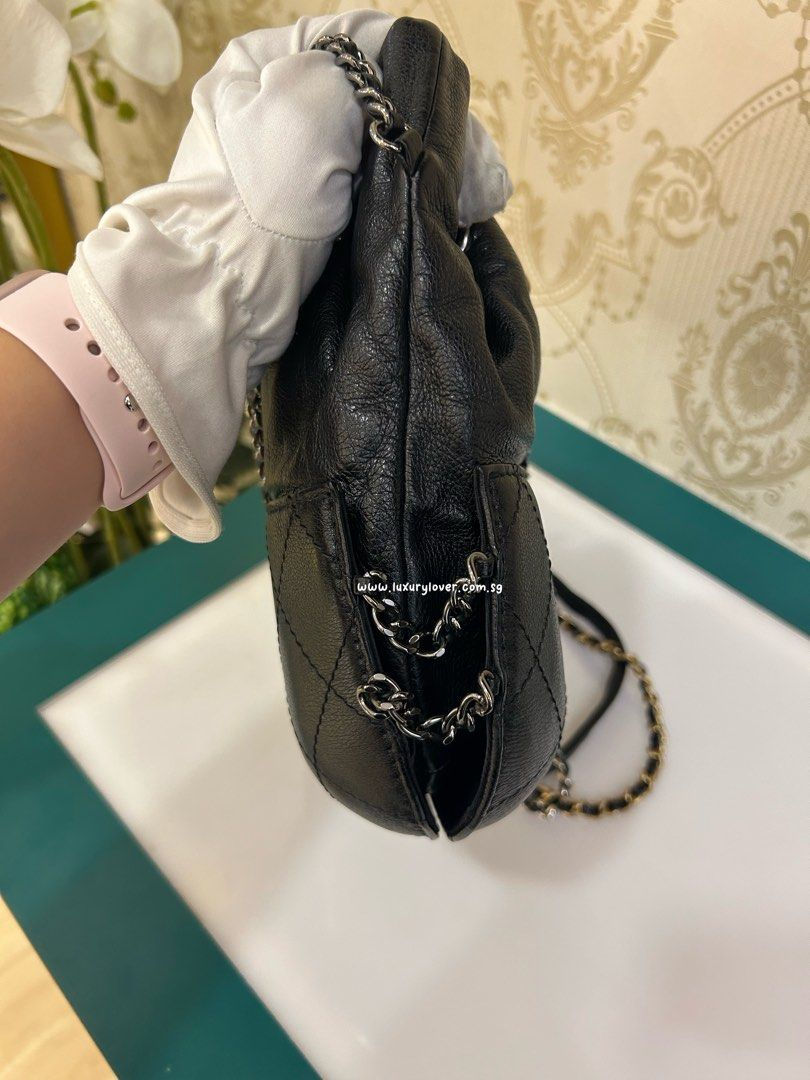 Thumbnail: #24 LNIB Chanel Gabrielle Drawstring Bag Black Calf 3HW