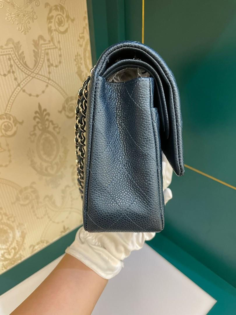 Thumbnail: #20 LNIB Chanel Classic Double Flap Medium Pearly Blue Caviar SHW