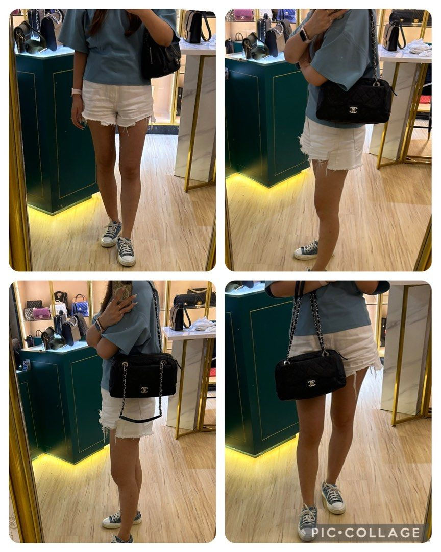Thumbnail: #17 Like New Chanel Camera Case Tote Bag Black Caviar SHW