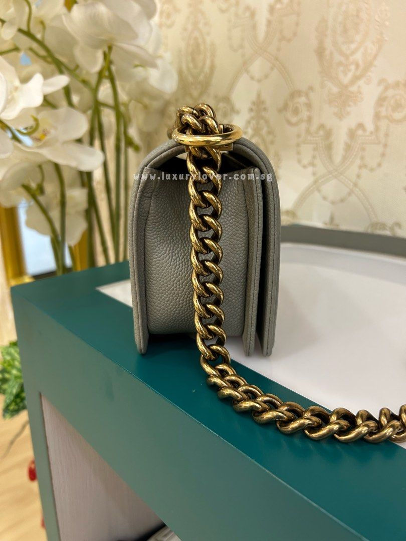 Thumbnail: #19 LNIB Chanel Boy Small Grey Caviar aged GHW