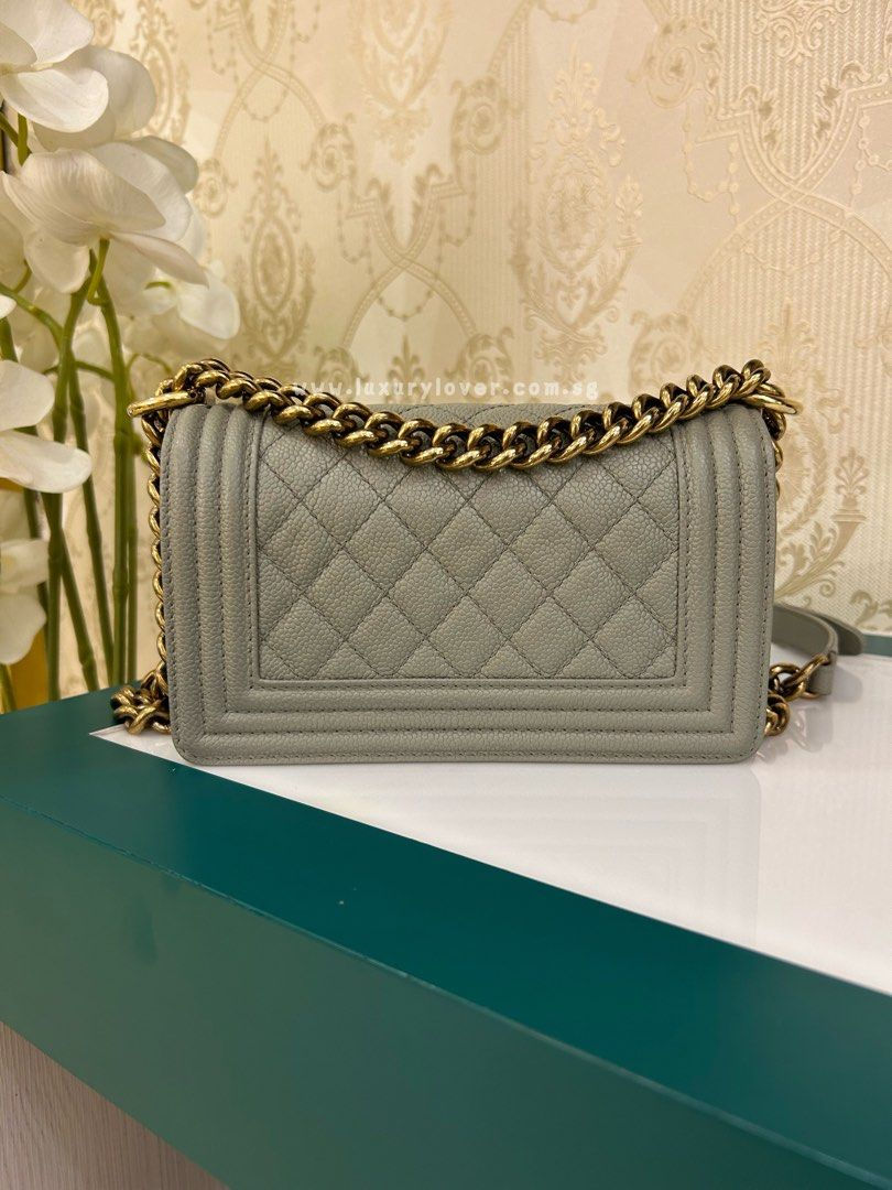 Thumbnail: #19 LNIB Chanel Boy Small Grey Caviar aged GHW
