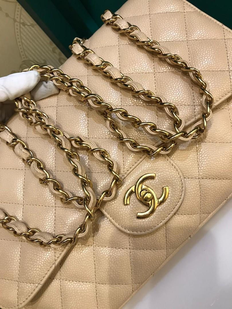 Thumbnail: #13 Chanel Jumbo Classic Single Flap Beige Caviar GHW