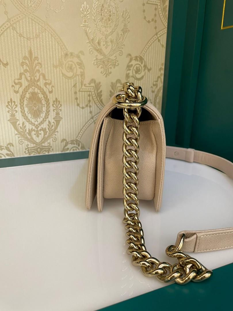 Thumbnail: #27 BNIB Chanel Boy Small Beige Caviar Light GHW