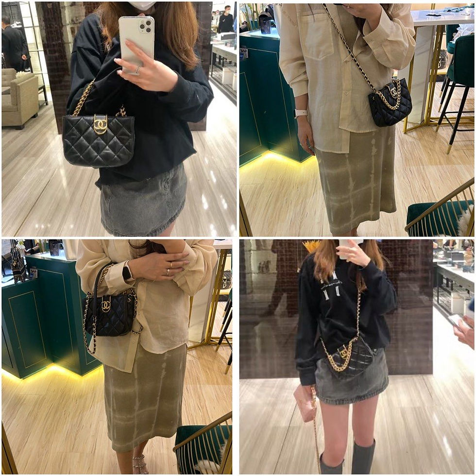 Thumbnail: LNIB Chanel 22B Small Hobo Bag Black Lamb GHW