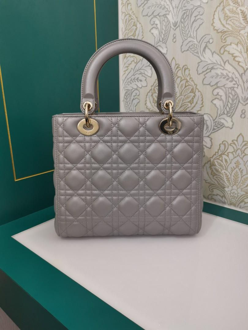 Thumbnail: Brand New Lady Dior Medium Pearly Grey Lamb light GHW