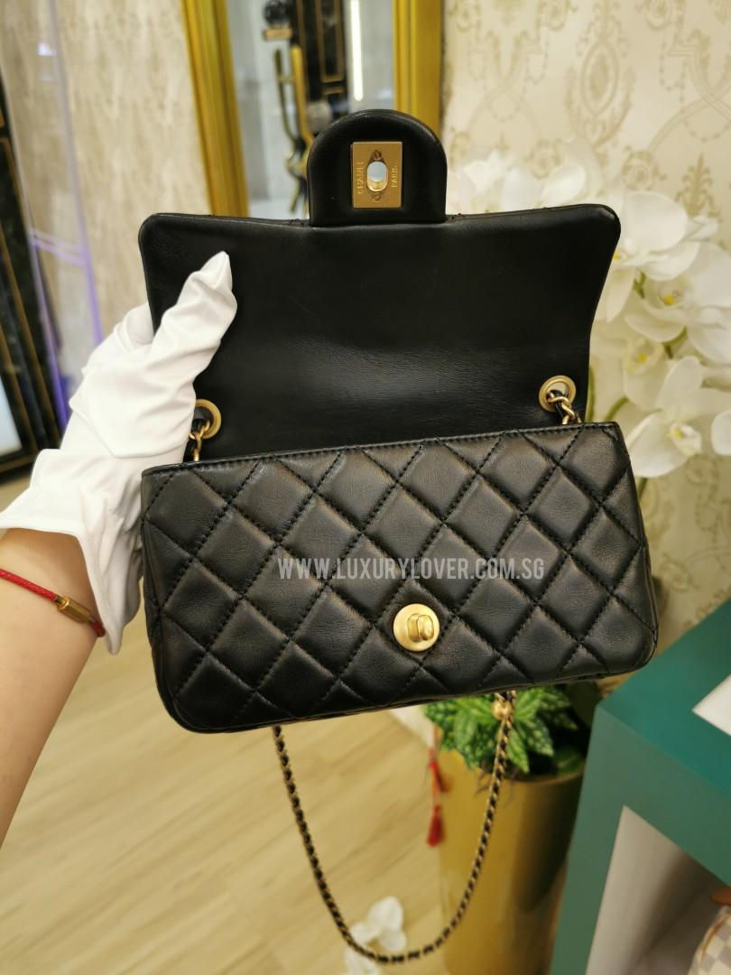 Thumbnail: #30 LNIB Chanel Mini Rectangle Pearl Crush Black Lamb GHW