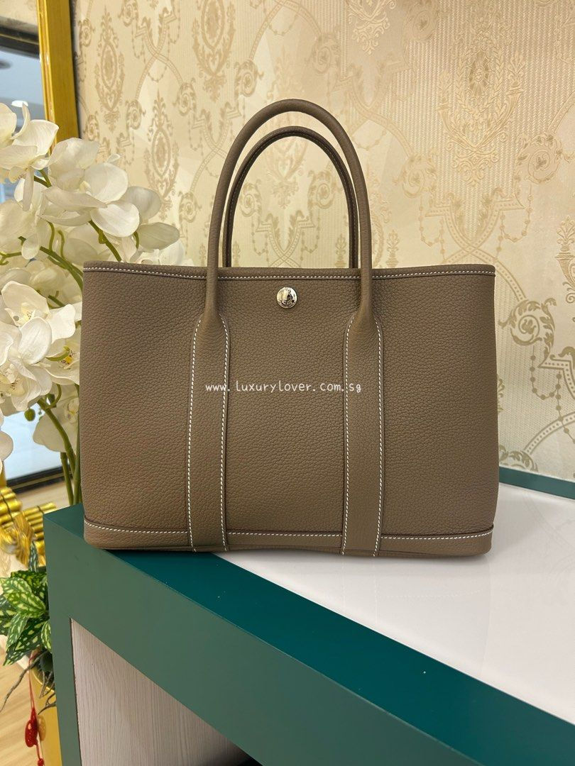 Thumbnail: BNIB Hermes Garden Party 30 Etoupe Negonda Leather PHW