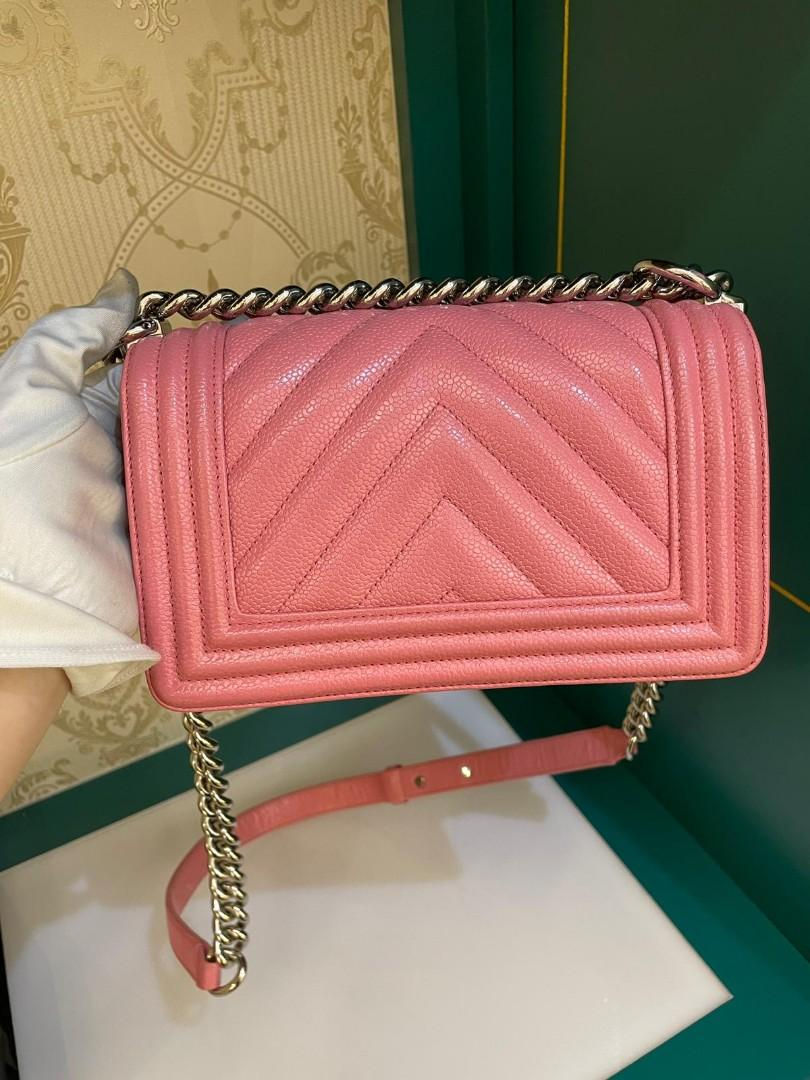 Thumbnail: Chanel boy Small Chevron Pink Caviar SHW (Cash S$4,880)