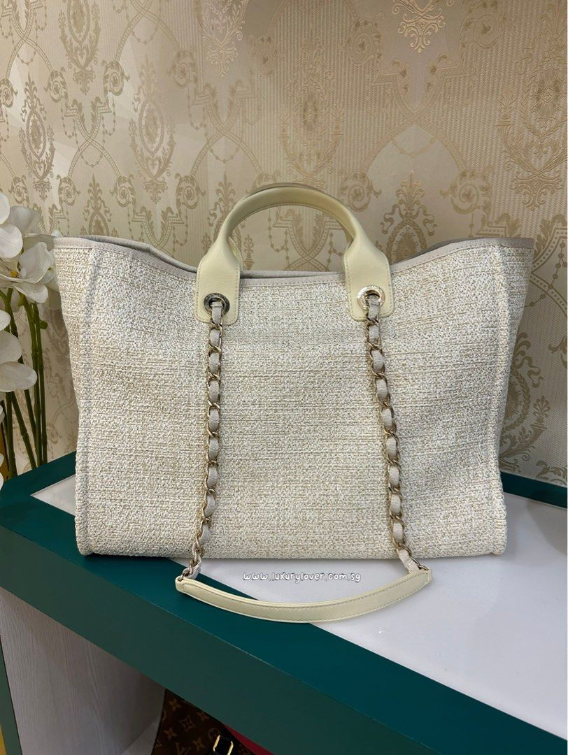 Thumbnail: #31 BNIB Chanel Deauville Tote Large Shopping Bag Ivory