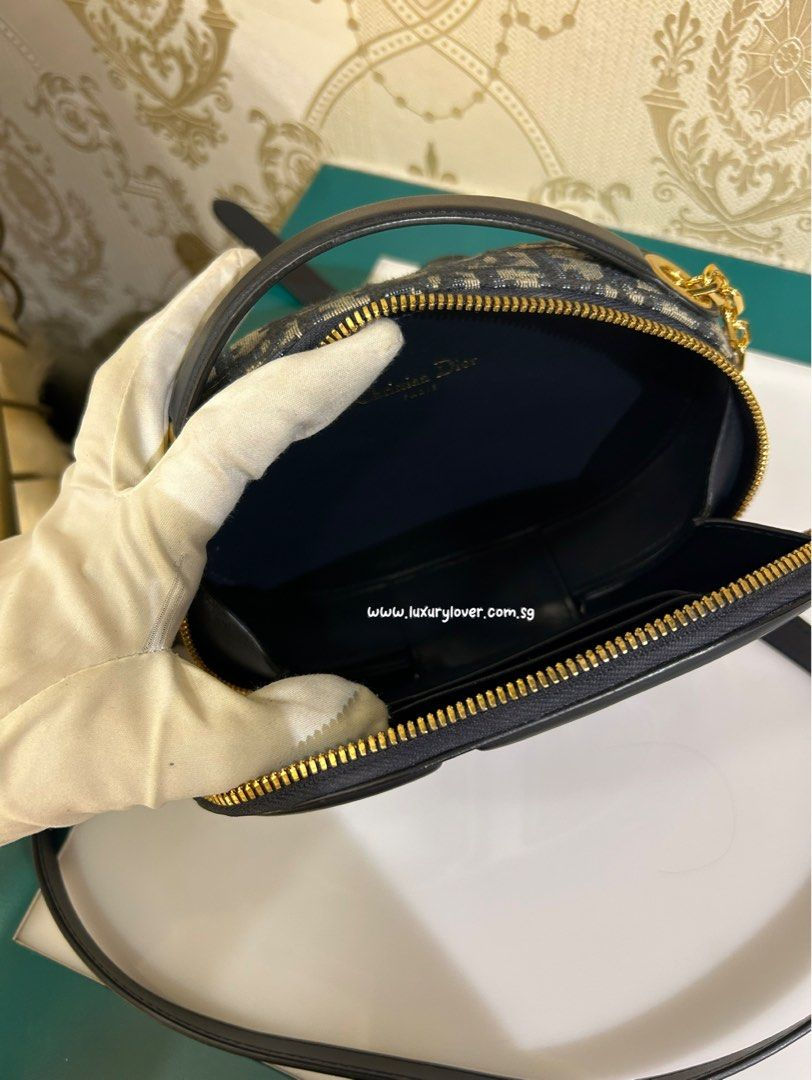 Thumbnail: Like New Dior CD Signature Oval Camera Bag Blue Oblique Jacquard