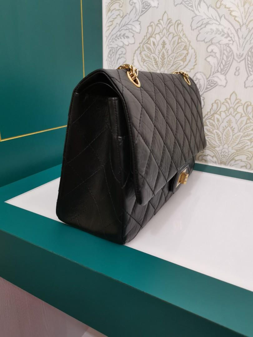 Thumbnail: #20 Like New Chanel Reissue 2.55 227 Black Distressed Calf Black with GHW