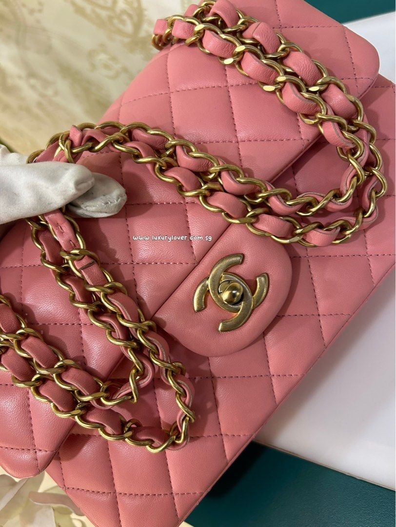 Thumbnail: #27 LNIB Chanel Classic Double Flap Small Pink Lamb MGHW
