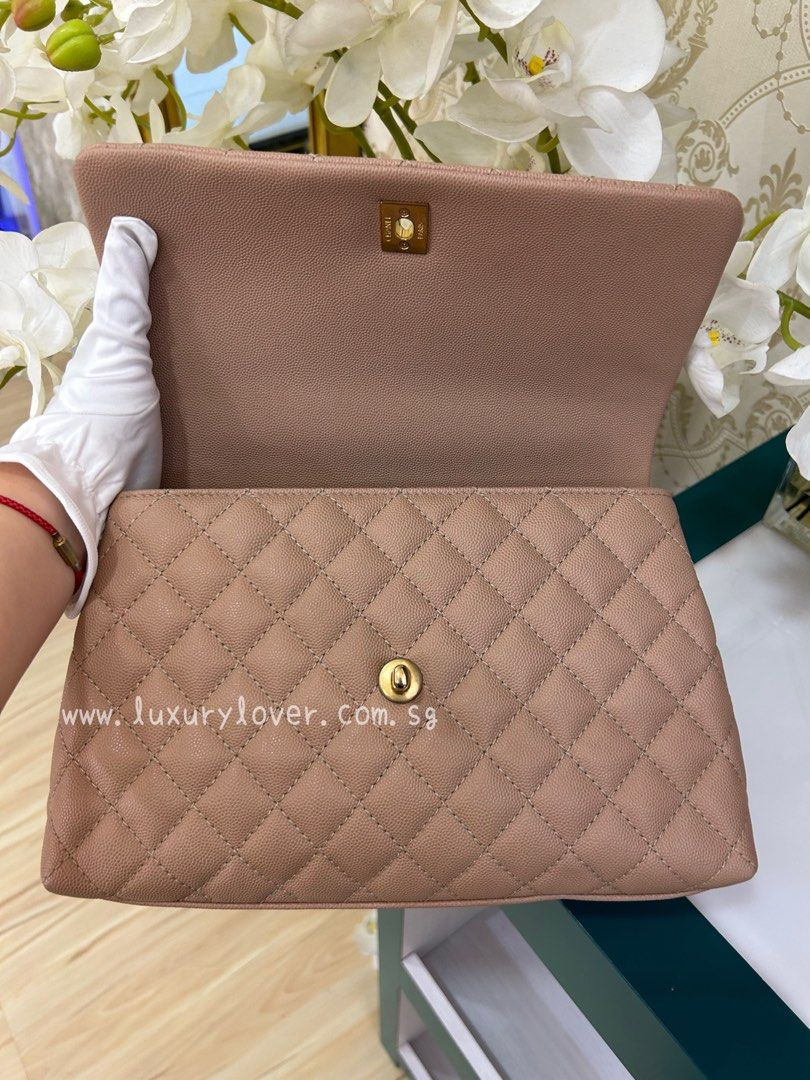 Thumbnail: #25 LNIB Chanel Coco Handle Medium Beige Caviar GHW