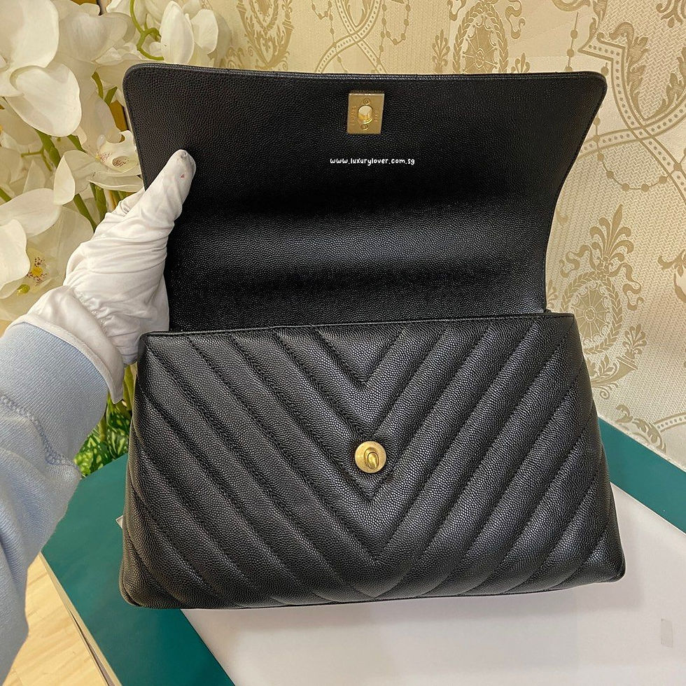 Thumbnail: #26 BNIB Chanel Coco Handle Medium Chevron Black Caviar GHW
