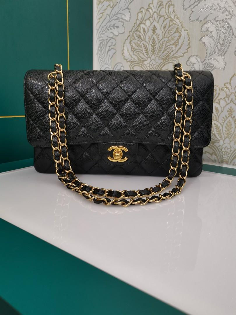 Thumbnail: #24 BNIB Chanel Classic Medium Double Flap Black Caviar with GHW