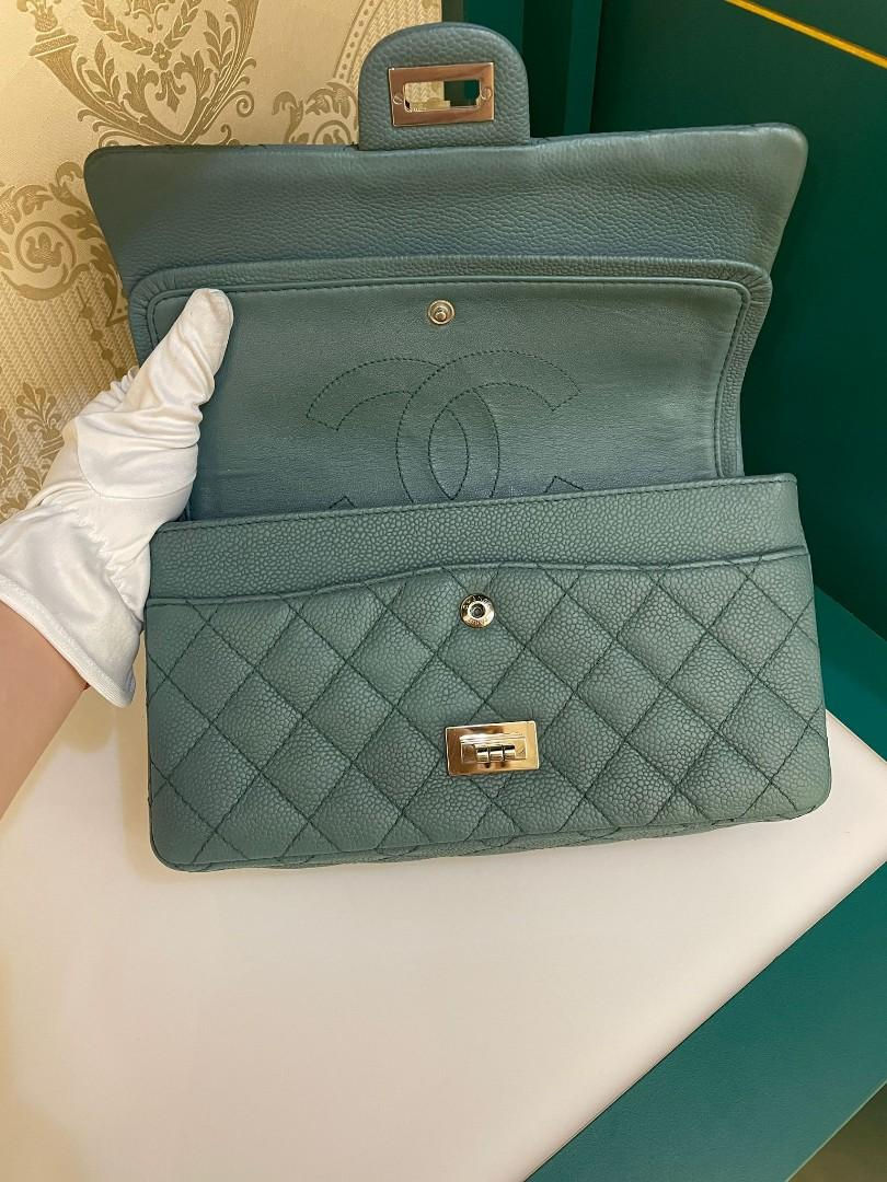 Thumbnail: #17 Chanel Reissue 2.55 225 Dark Green Iridescent Caviar SHW