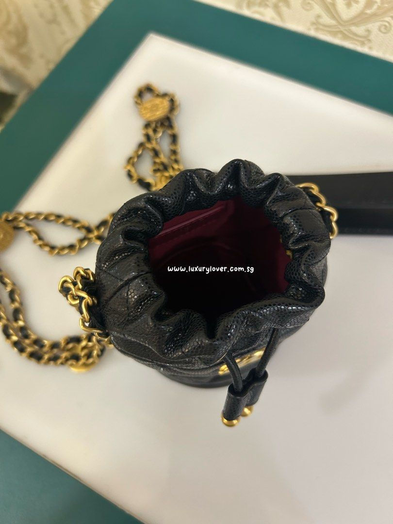 Thumbnail: Like New Chanel 22A Twist Your Buttons Purse With Chain Black Caviar GHW