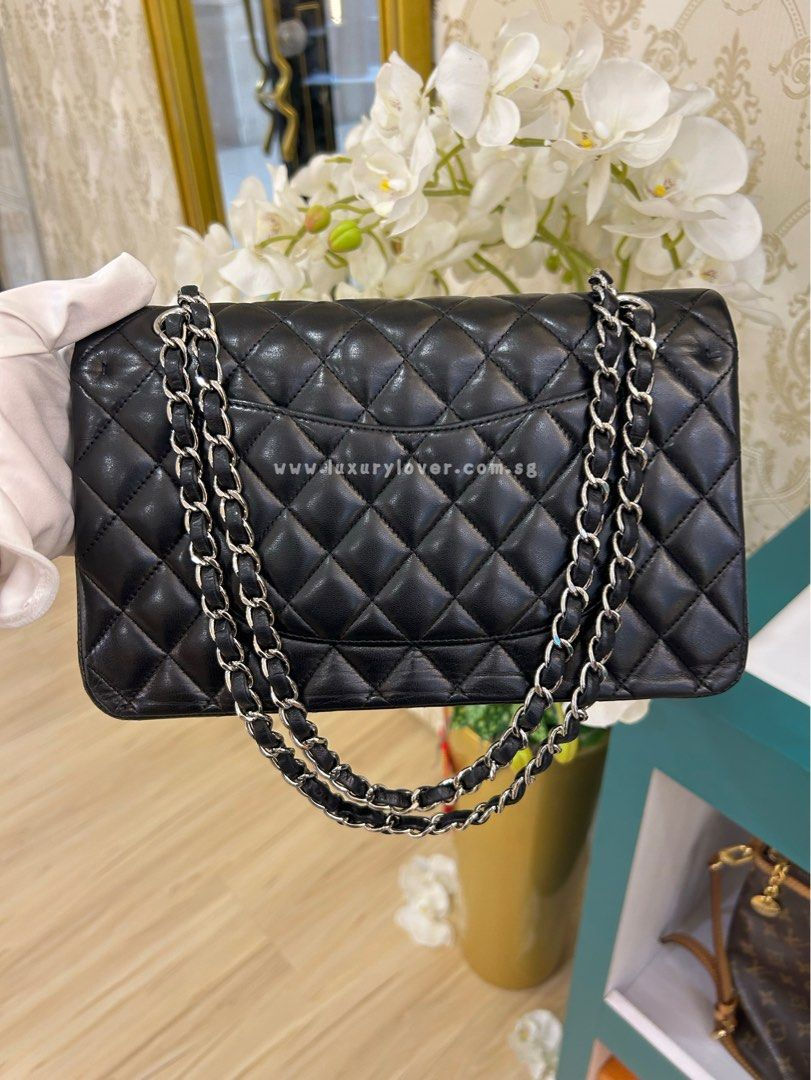 Thumbnail: #18 Chanel Classic Double Flap Medium Black Lamb SHW