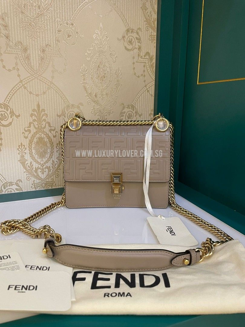 Brand New Fendi Kan I logo Embossed Shoulder Bag Small