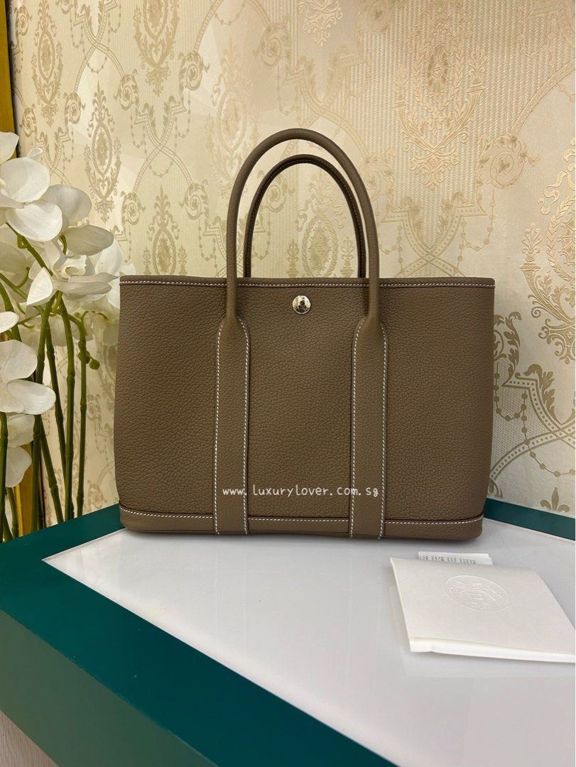 BNIB Hermes Garden Party 30 Etoupe Negonda Leather PHW