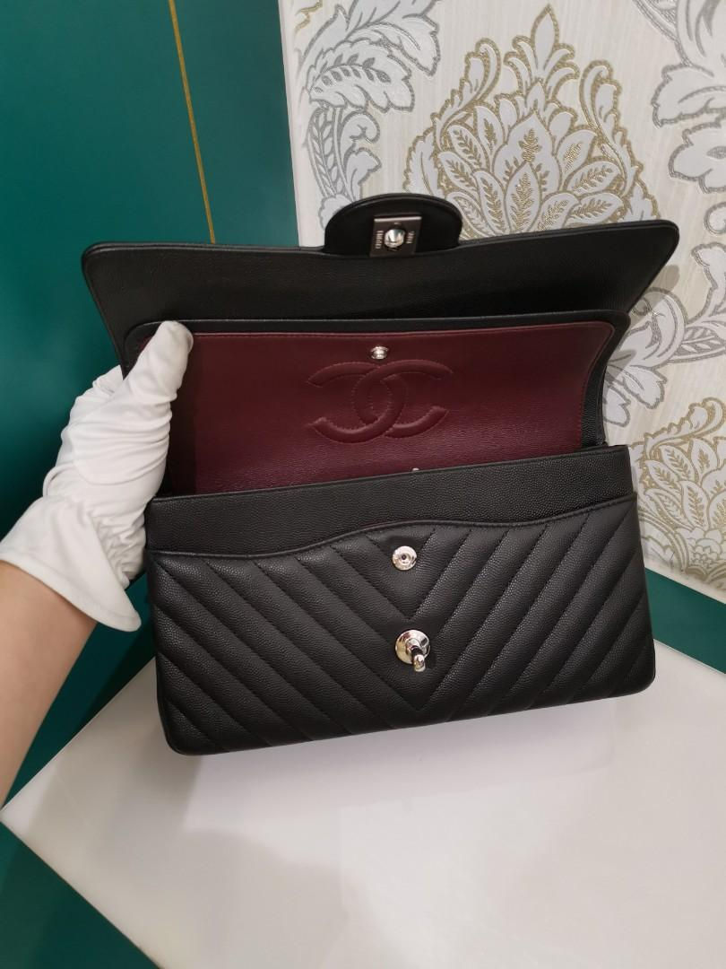 Thumbnail: #25 BNIB Chanel Classic Double Flap Medium Caviar Black with SHW