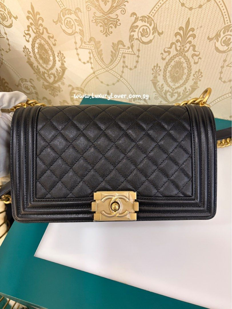 Thumbnail: Chanel Boy Old Medium Black Caviar Gold Hardware