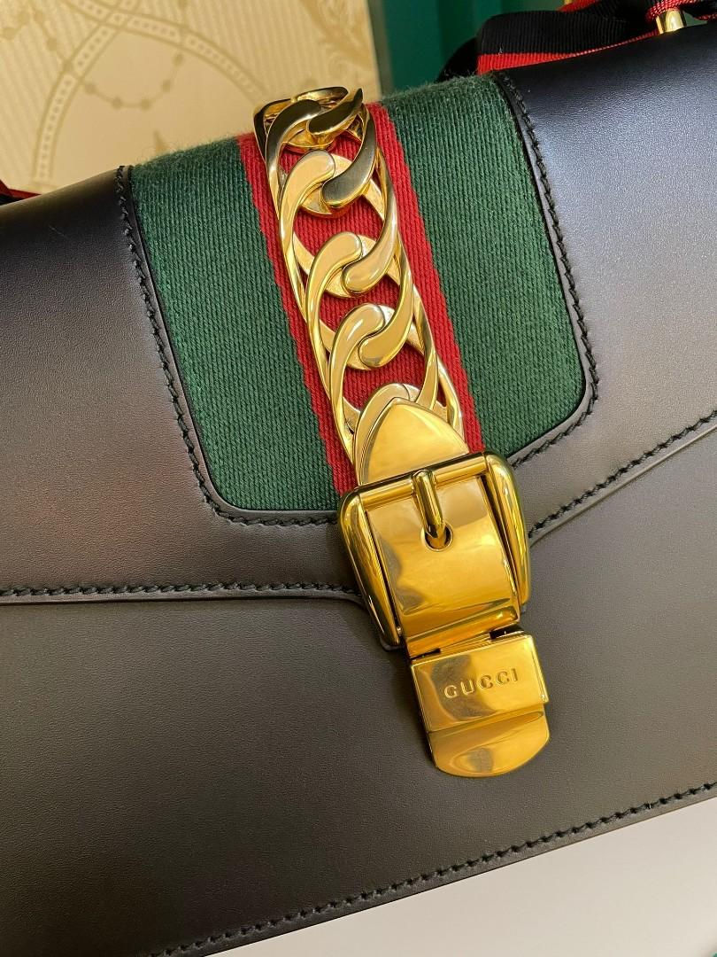 Thumbnail: Like New Gucci Sylvie Black Calf GHW