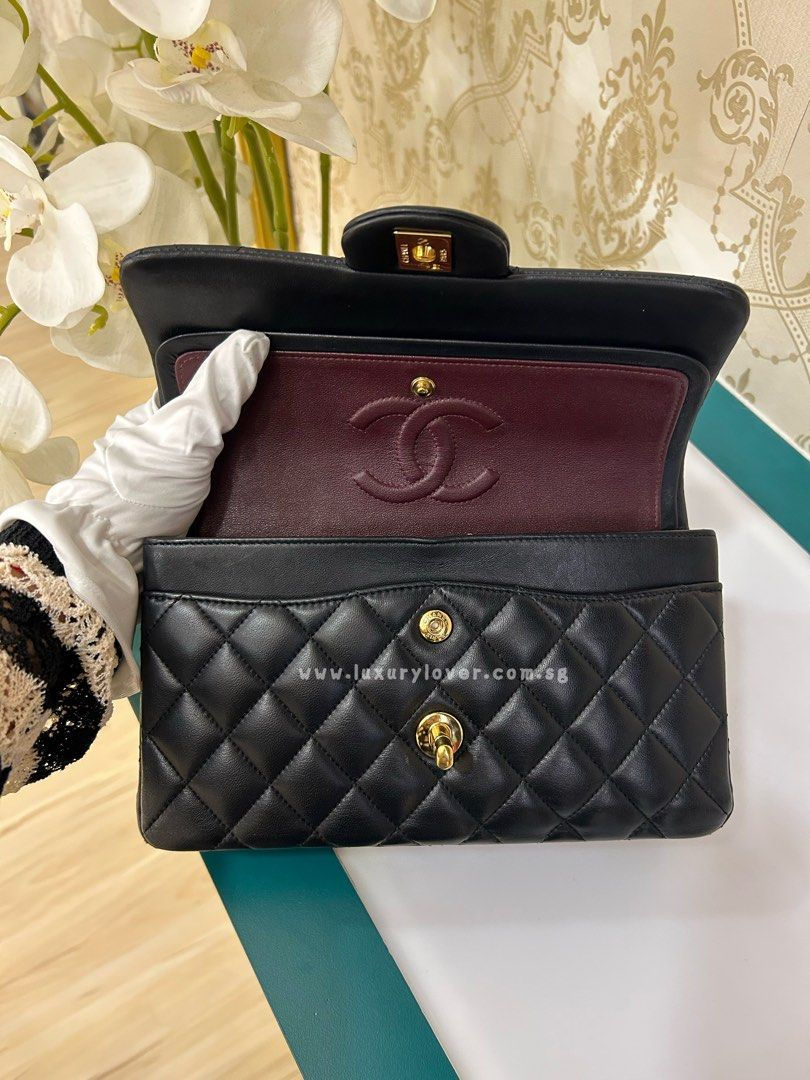 Thumbnail: #28 LNIB Chanel Classic Double Flap Small Black Lamb GHW
