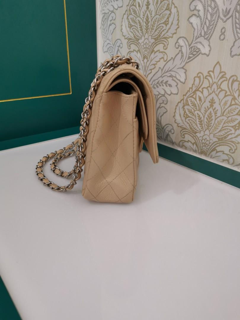 Thumbnail: #14 Excellent Chanel Medium Classic Double Flap Beige Caviar with SHW