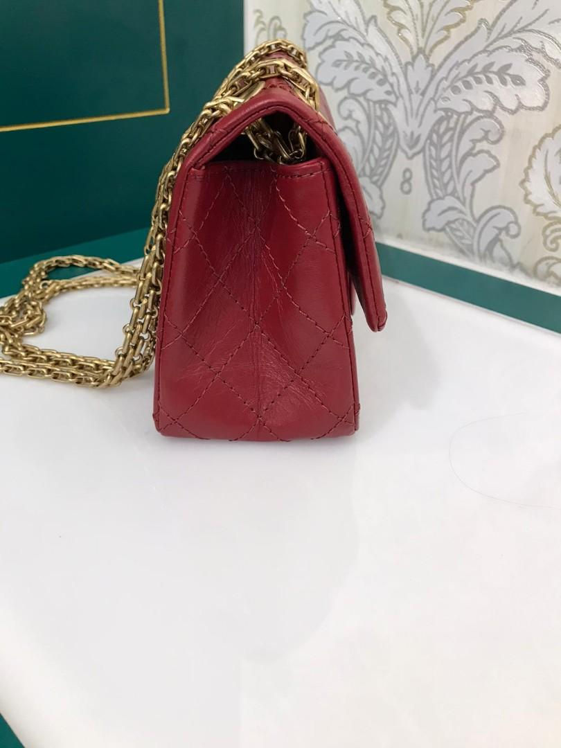 Thumbnail: #30 BNIB Chanel 2.55 Small 224 Red distressed Calf with GHW
