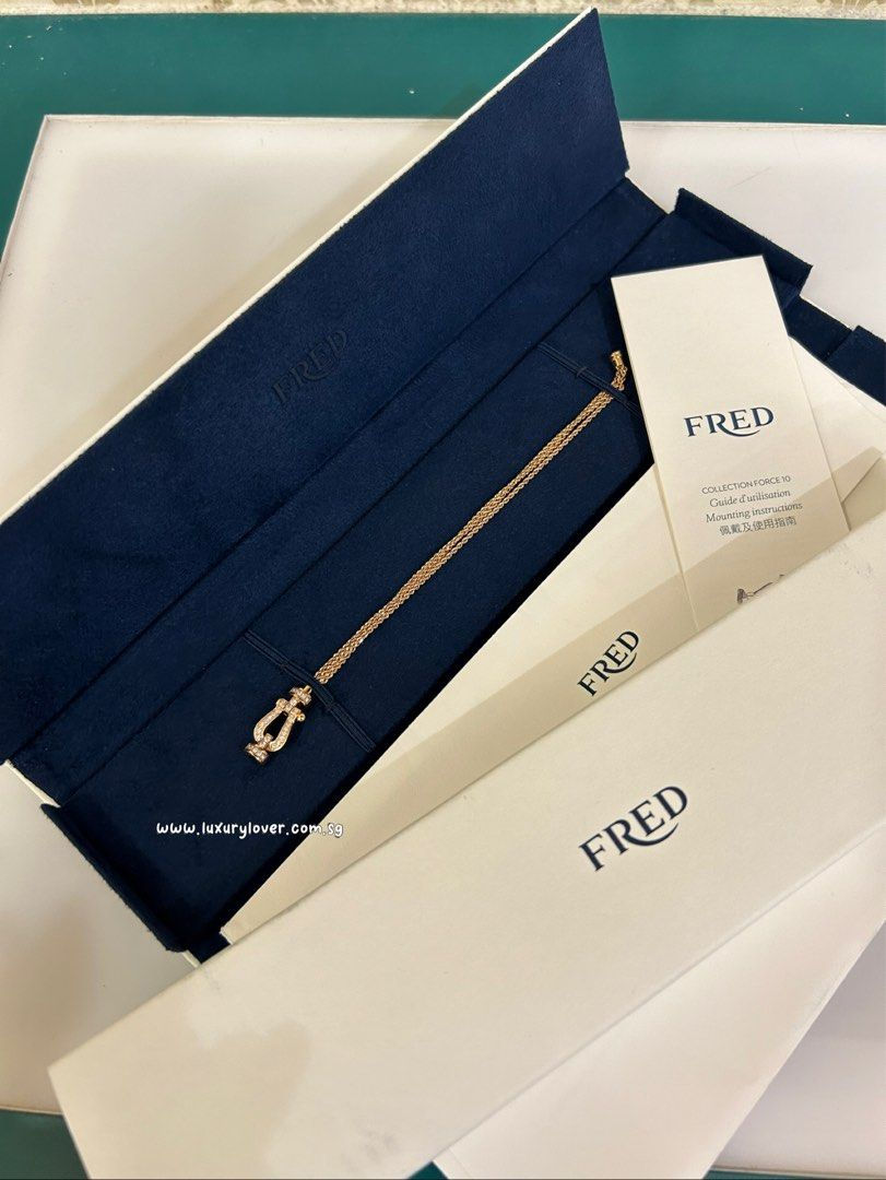 LNIB FRED Force 10 Bracelet MM 18K Pink Gold Diamonds