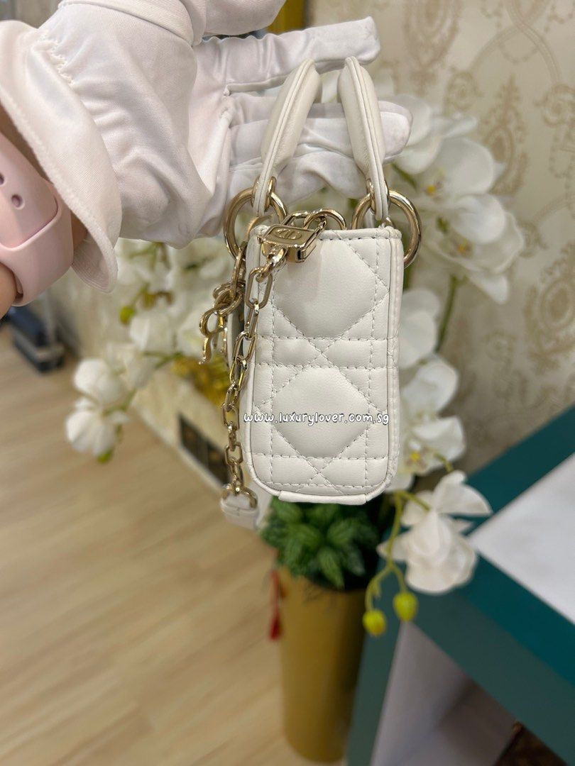Thumbnail: LNIB Dior Lady D-Joy Micro Bag White Lamb LGHW
