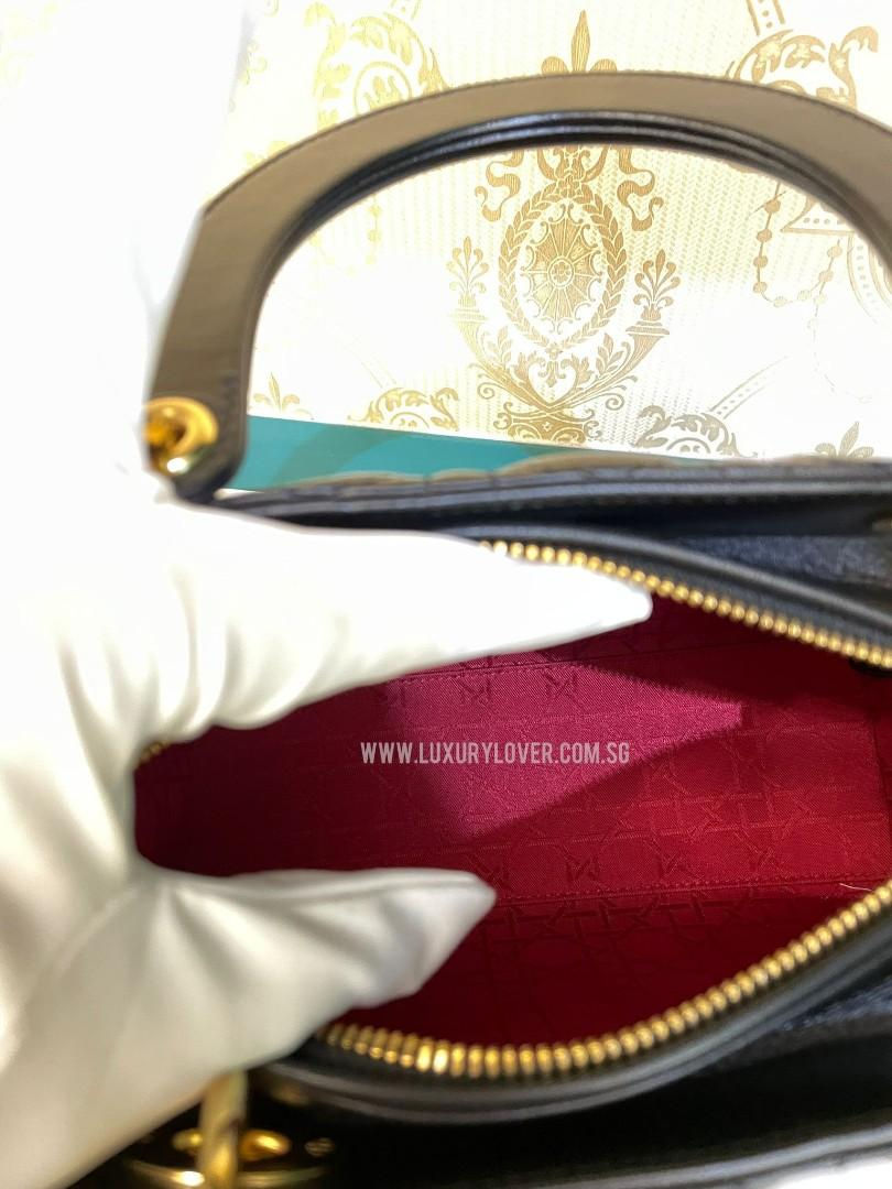 Thumbnail: BNIB Dior Lady Dior Medium Black Lamb GHW