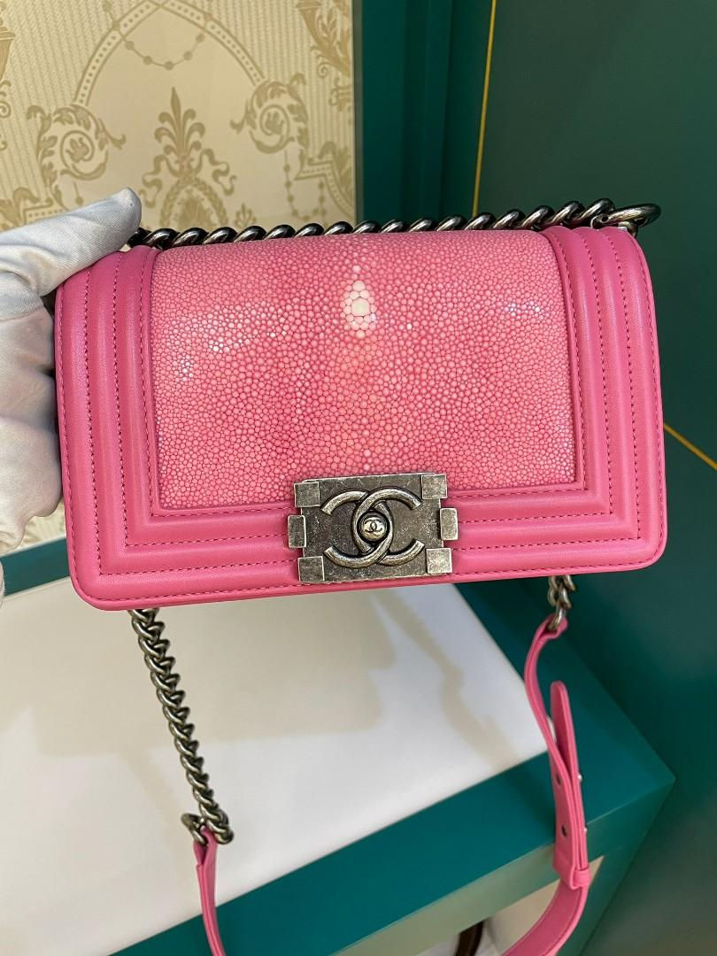 #22 LNIB Chanel Boy Small Galuchat Pink RHW
