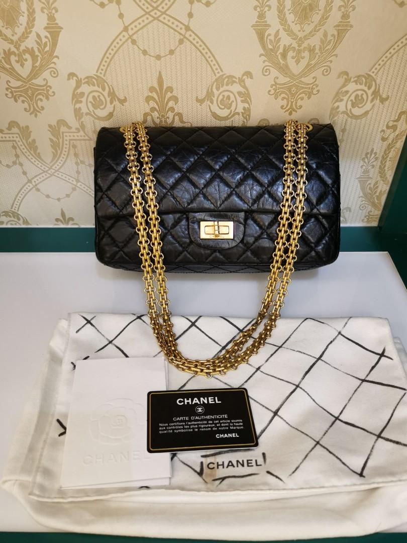 #15 Chanel 2.55 Reissue 225 Black Distressed Calf GHW