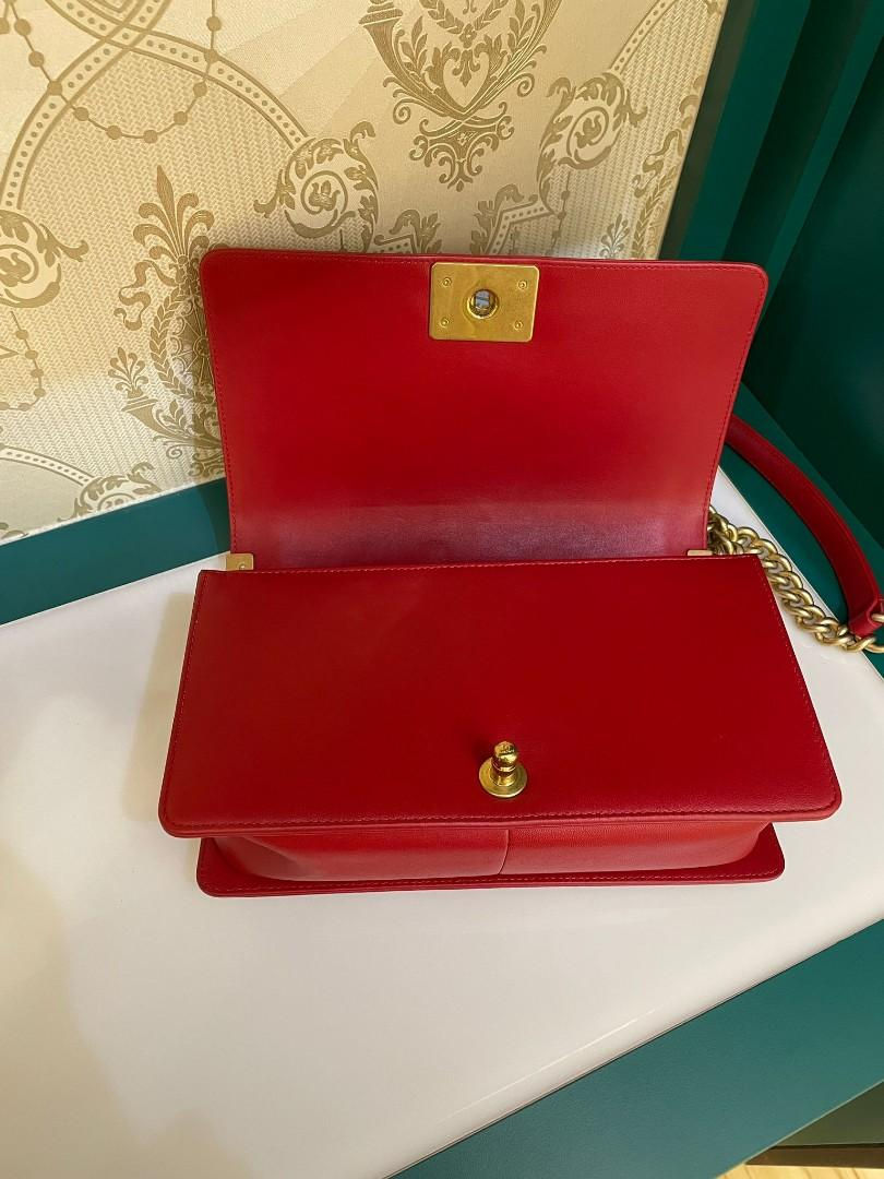 Thumbnail: #23 LNIB Chanel Boy Old Medium Red Lamb GHW