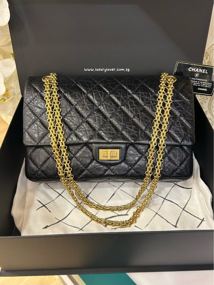 #19 LNIB Chanel 2.55 Reissue 226 Black Distressed Calf AGHW