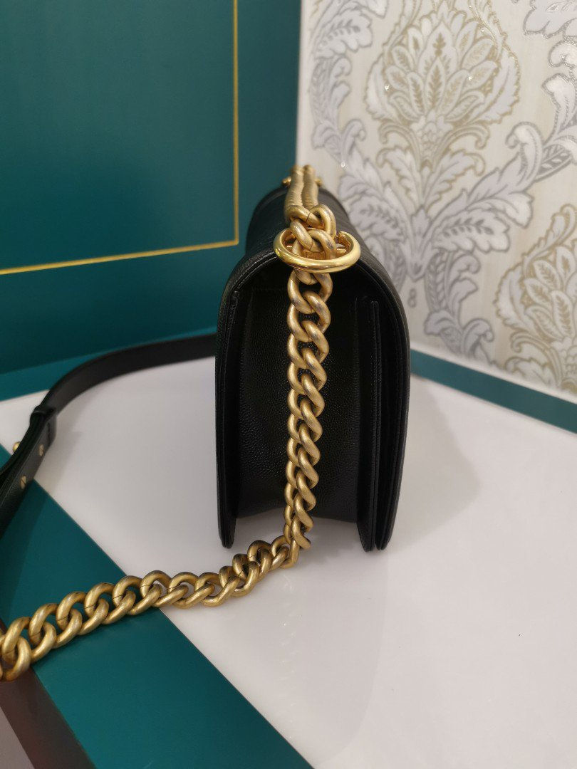 Thumbnail: BNIB Chanel Boy Old Medium Black Caviar with aged GHW