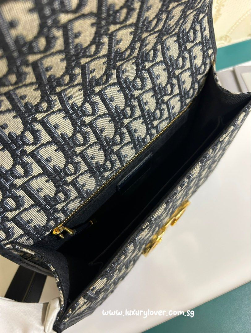 Thumbnail: Like New Dior Montaigne 30 Blue Oblique Jacquard GHW