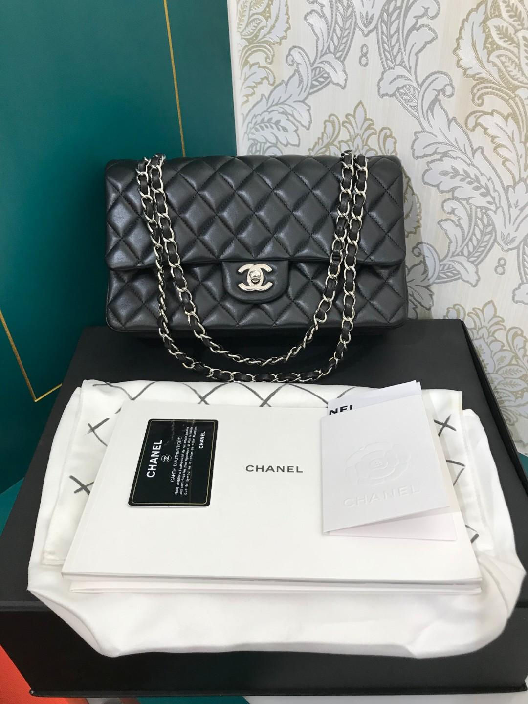 #19 BNIB Chanel Classic Double Flap Black Lamb with RHW