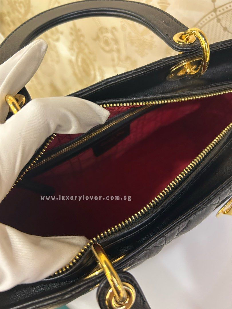 Thumbnail: Like New Lady Dior Large Black Lamb GHW