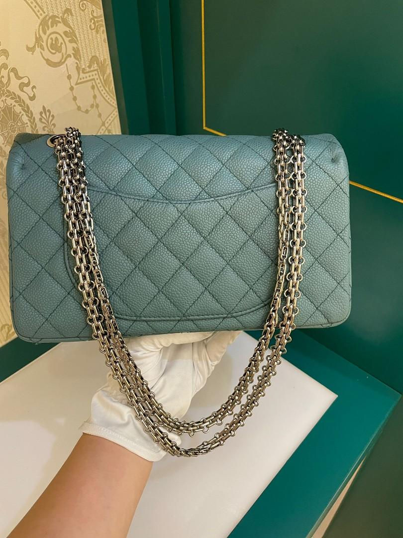 Thumbnail: #17 Chanel Reissue 2.55 225 Dark Green Iridescent Caviar SHW