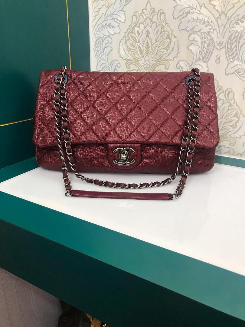 Thumbnail: #17 Chanel Easy Flap Jumbo Red Caviar SHW