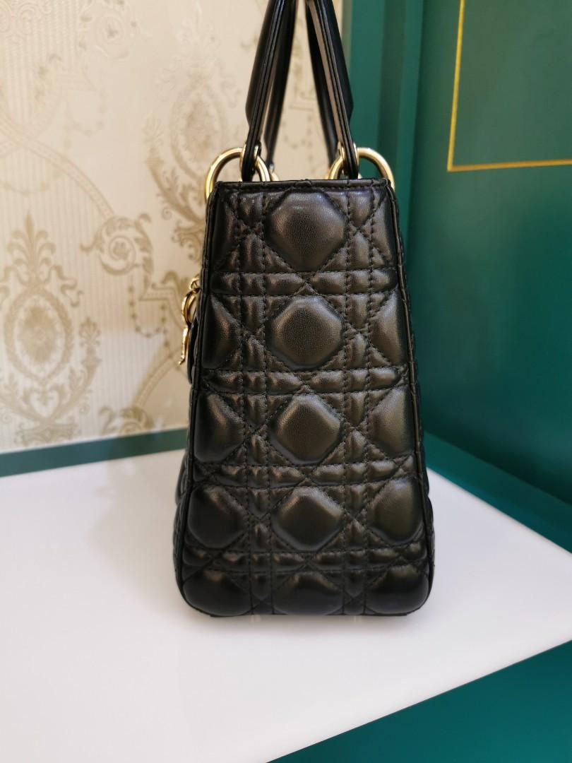 Thumbnail: like new Lady Dior Medium Black Lamb GHW