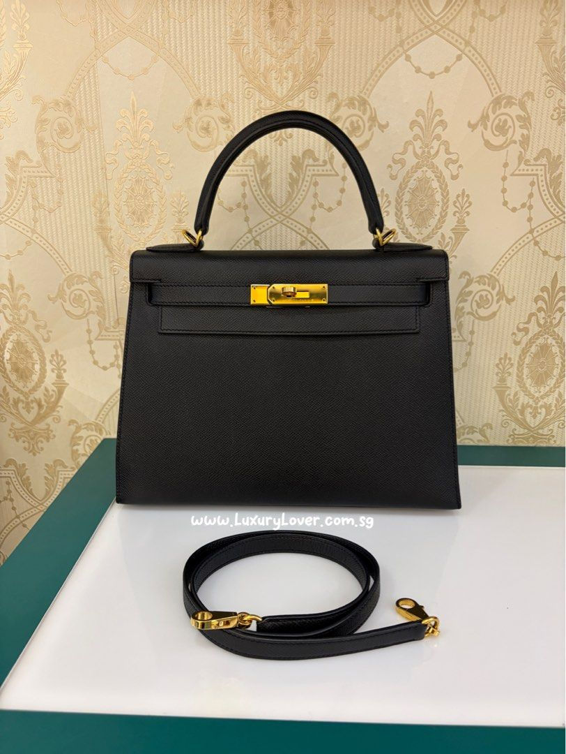 Hermes Kelly 28 Black Black Epsom Gold Hardware(CashS$16,500)